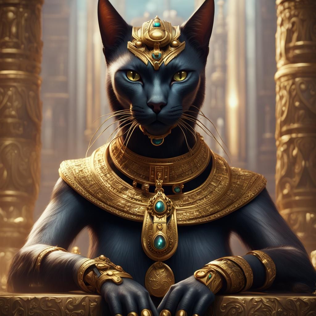 Bastet Cat Goddess in Detailed Matte Painting