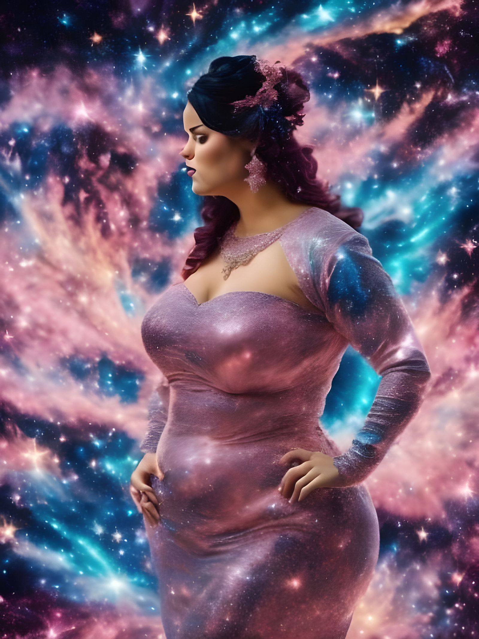 Sparkling Galaxy: Comic Noir Expressionism Portrait