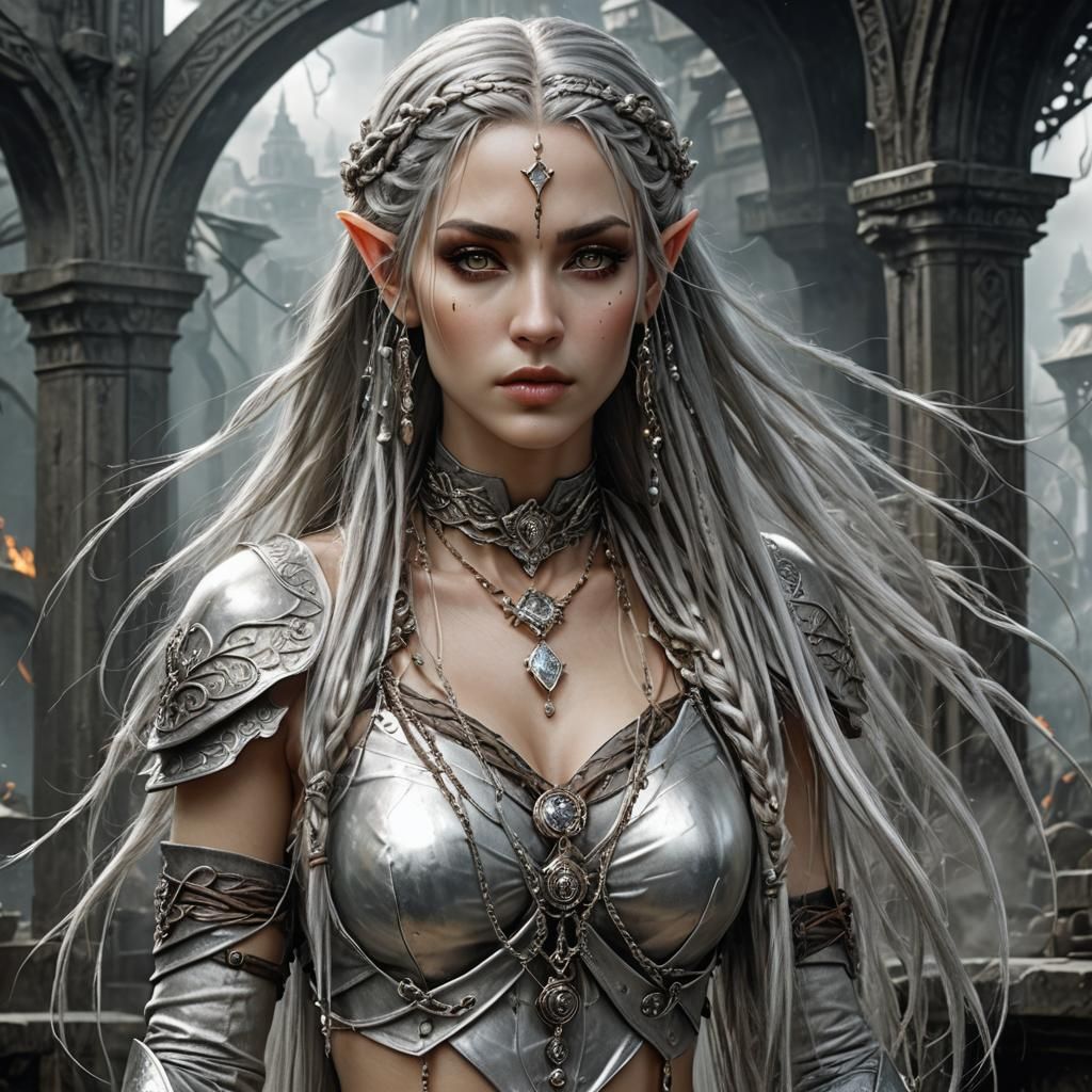 Fantasy Elf Girl in Biopunk Style