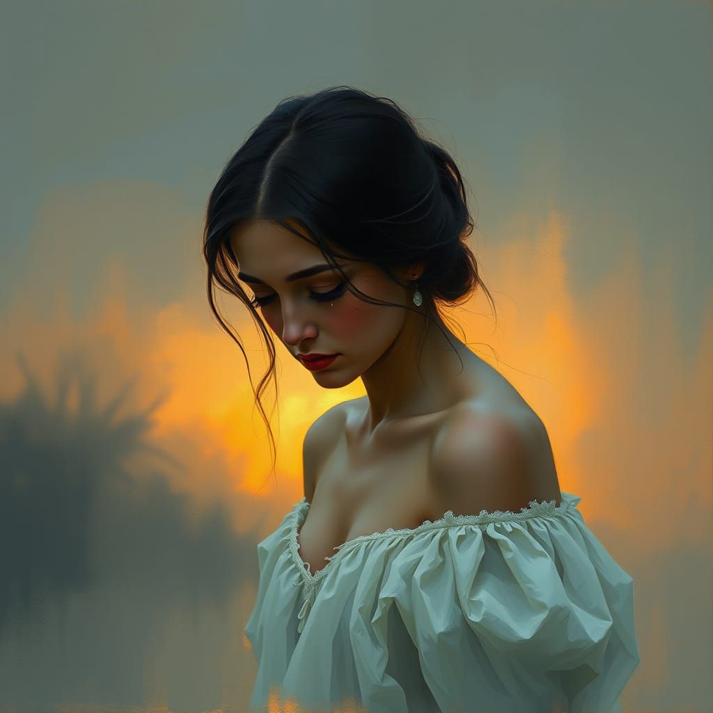 Woman Lost in Thought, Fading Light