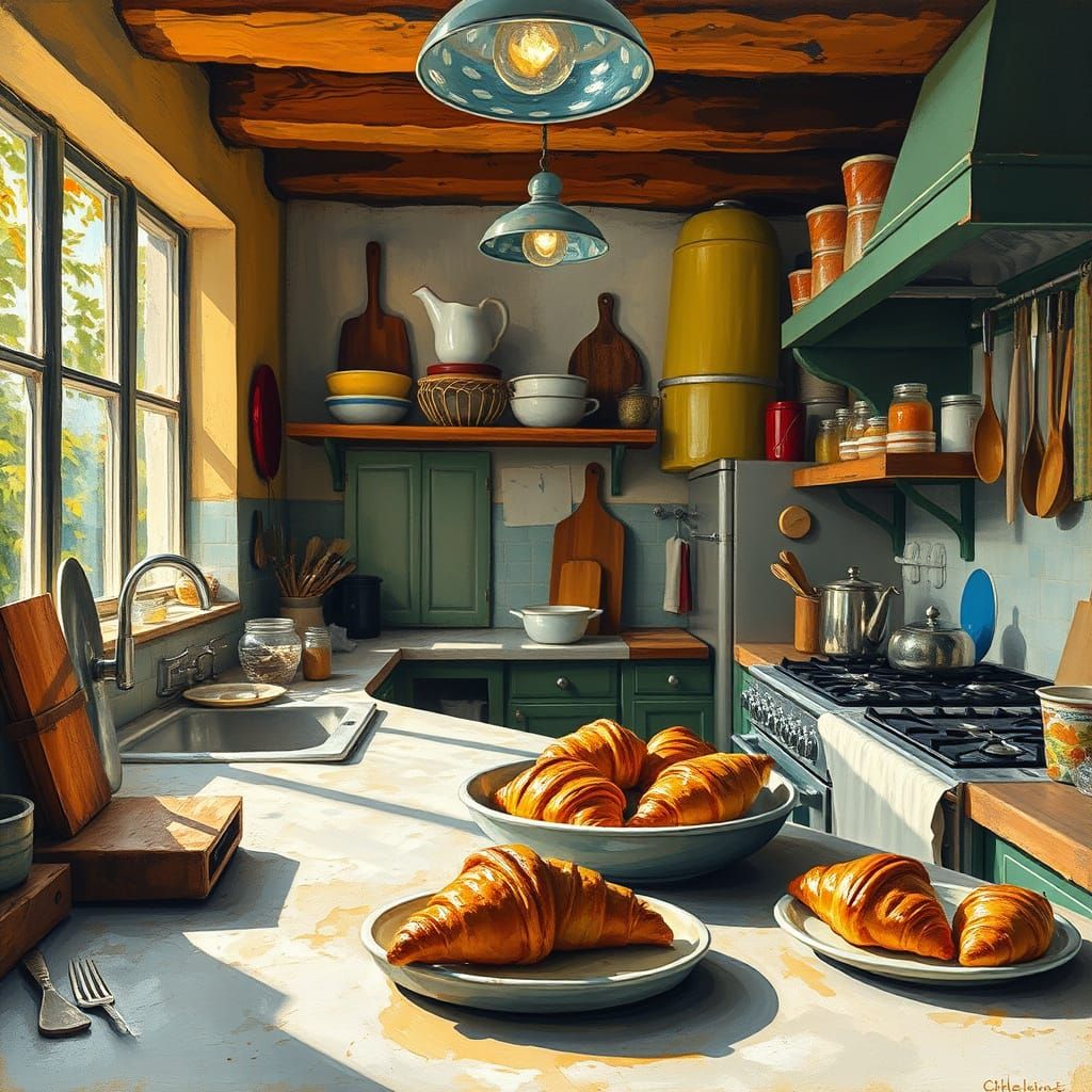 Kitchen in Vibrant Impressionist Style