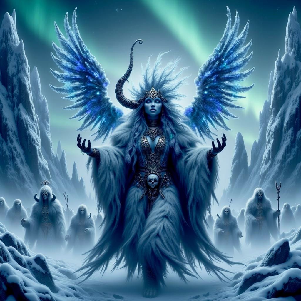 Majestic Ice Shaman Empowers Fierce Ice Barbarians in Frozen...