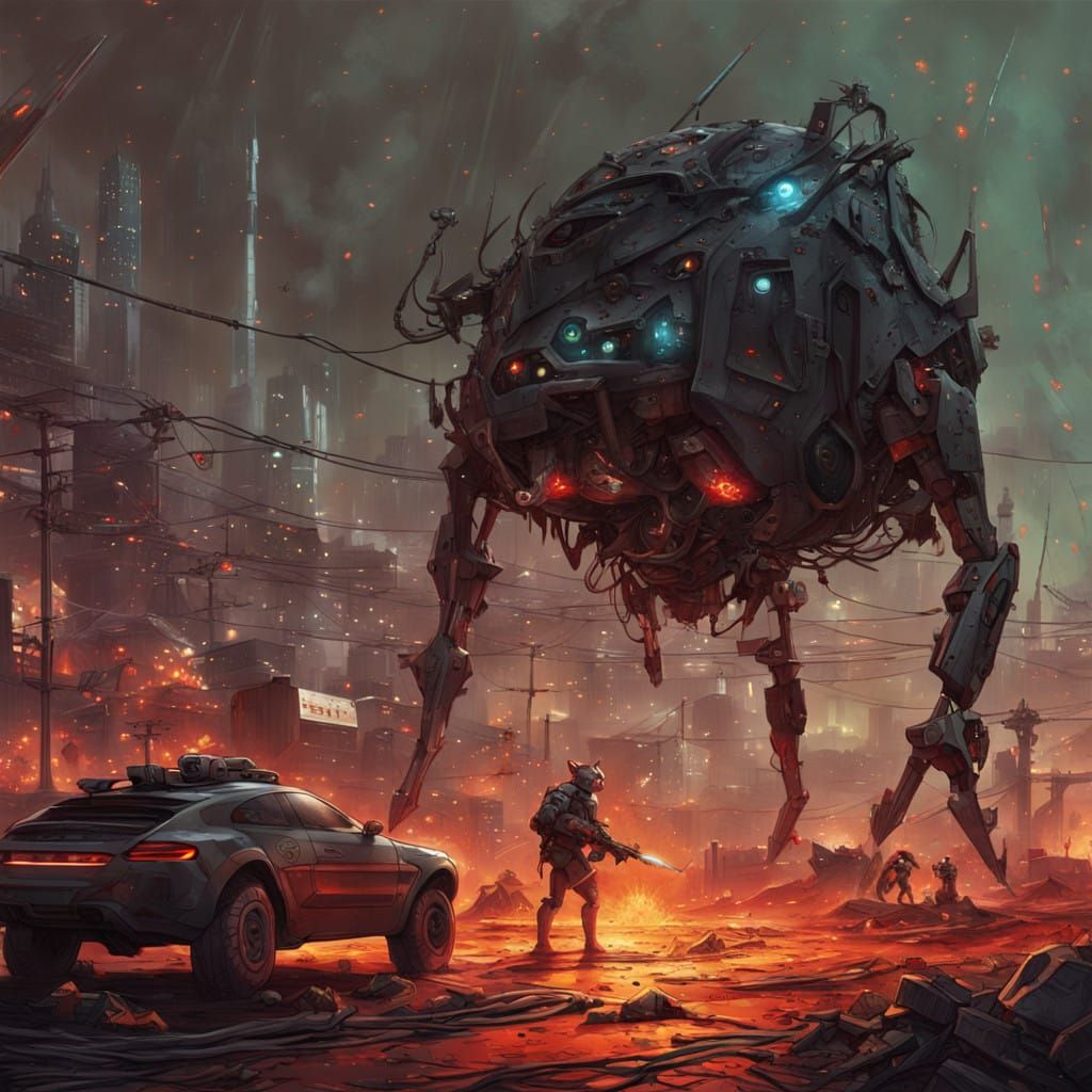 Cyborg-Mouse Behemoths Wreak Havoc on Dystopian Cityscape