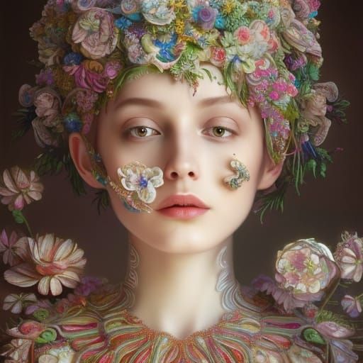 Hyperrealistic Ice Cream Sundae Still Life in Rococo Style