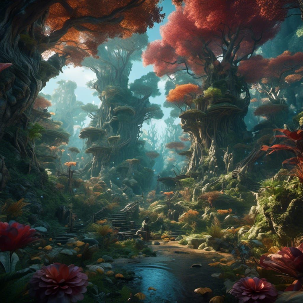 Fantastical Forest World in Detailed Matte Painting