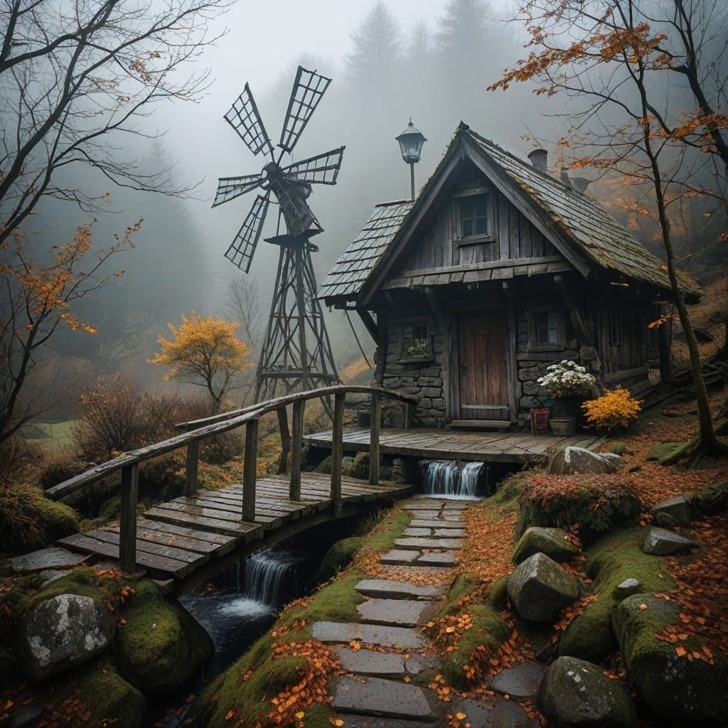 Abandoned Swiss Shack in Autumn Fog