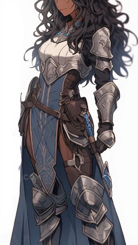 Woman Warrior in Armor with Lance, Digital Art