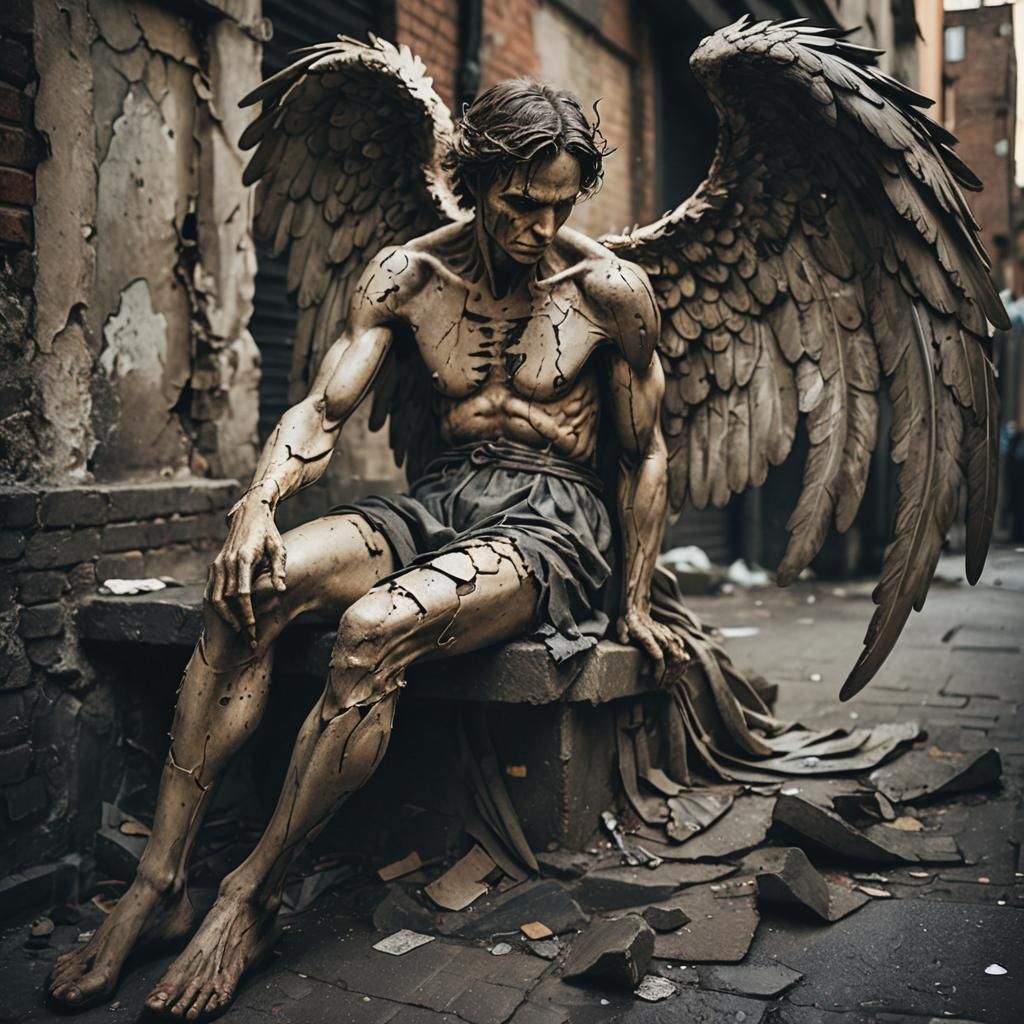 Broken Angel Portrait in Surreal Style