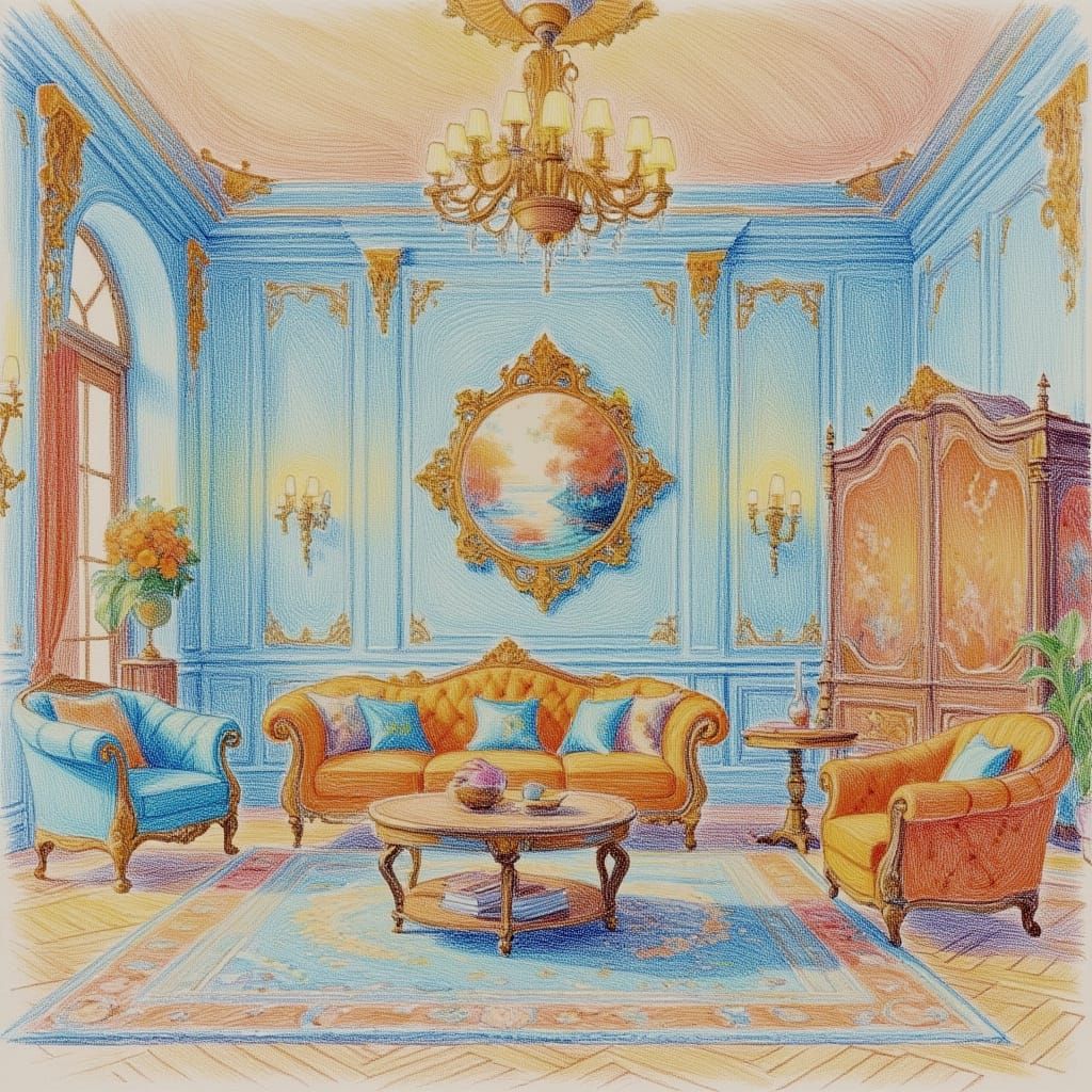 Loewe-Inspired Contemporary Decor Sketch in Art Nouveau Styl...