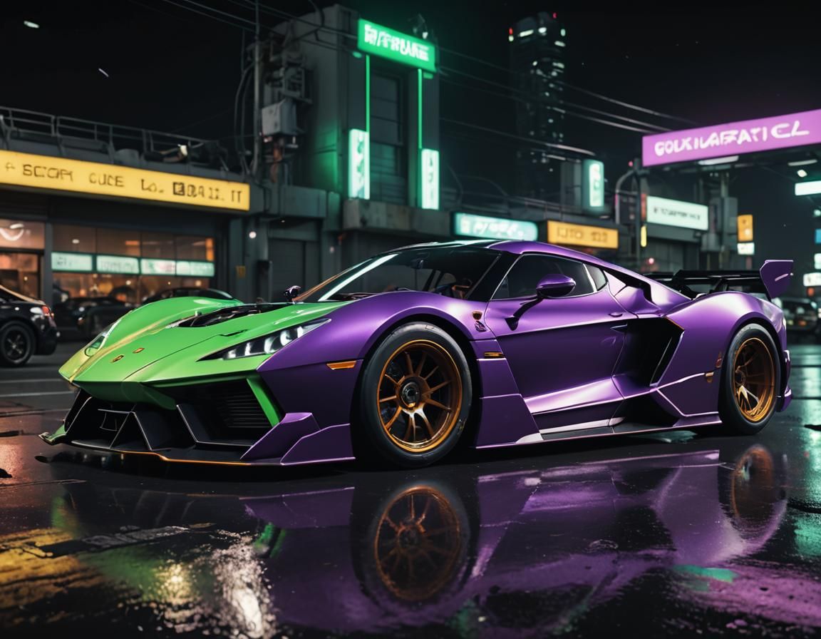 Futuristic Rat Rod Hyper Car in Neon Genesis Style