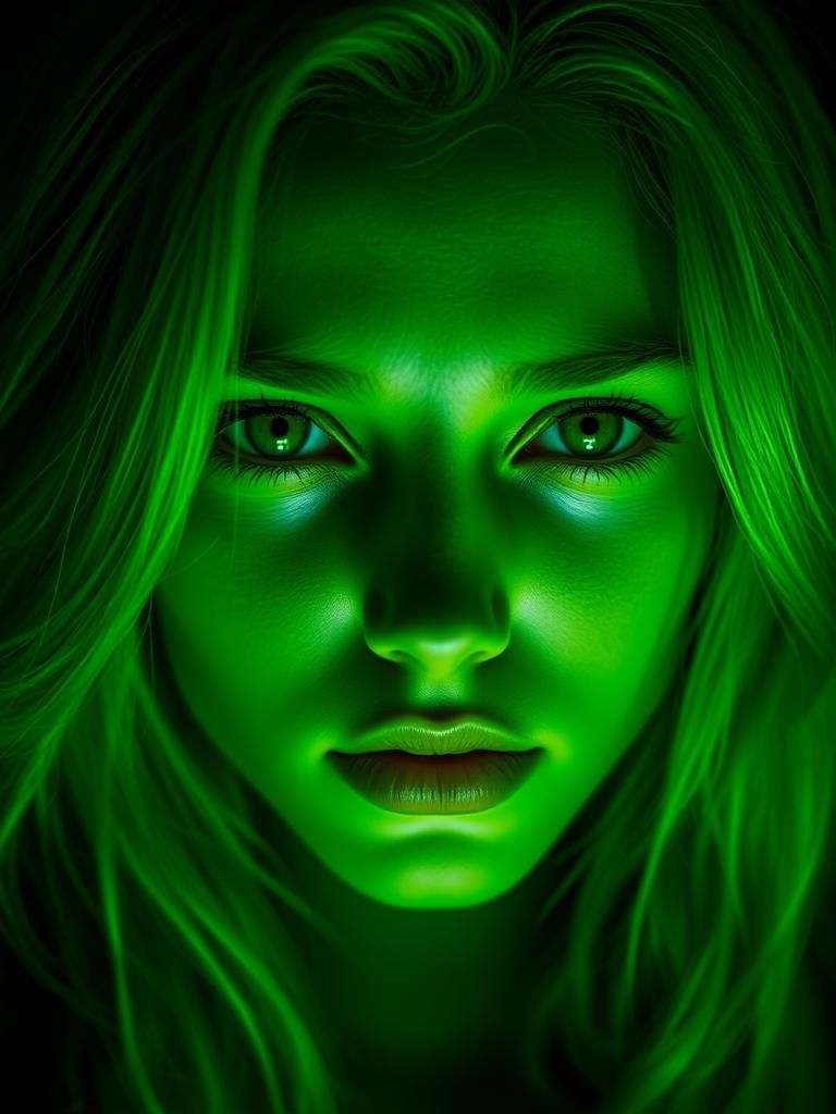 Monochrome Portrait in Shades of Green