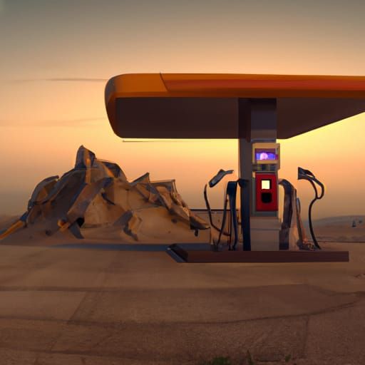 Gas Station on Mars: A Sci-Fi Scene