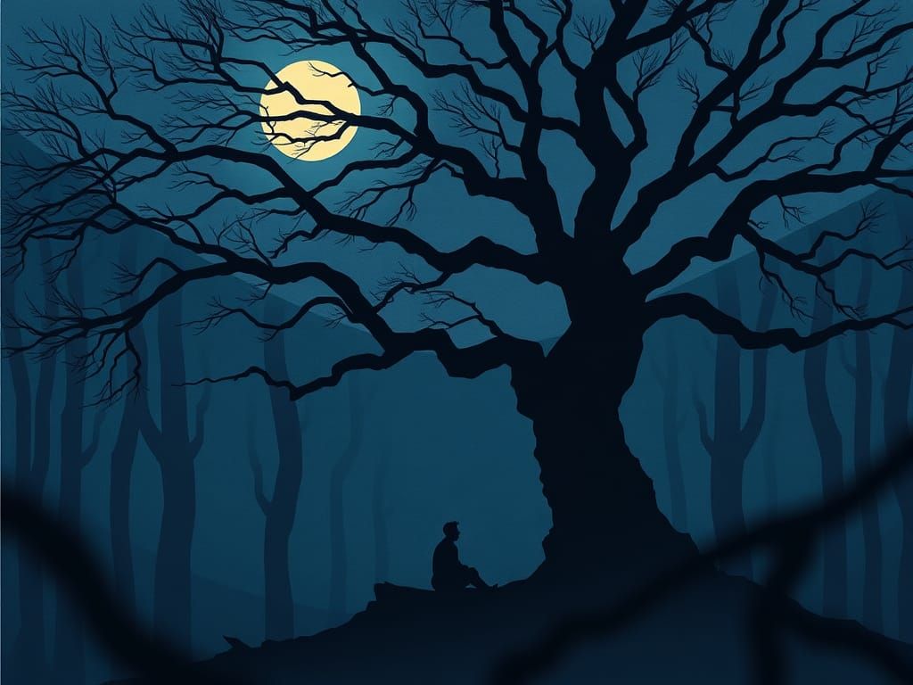 Mysterious Moonlit Forest: An Ukiyo-e Nightscape