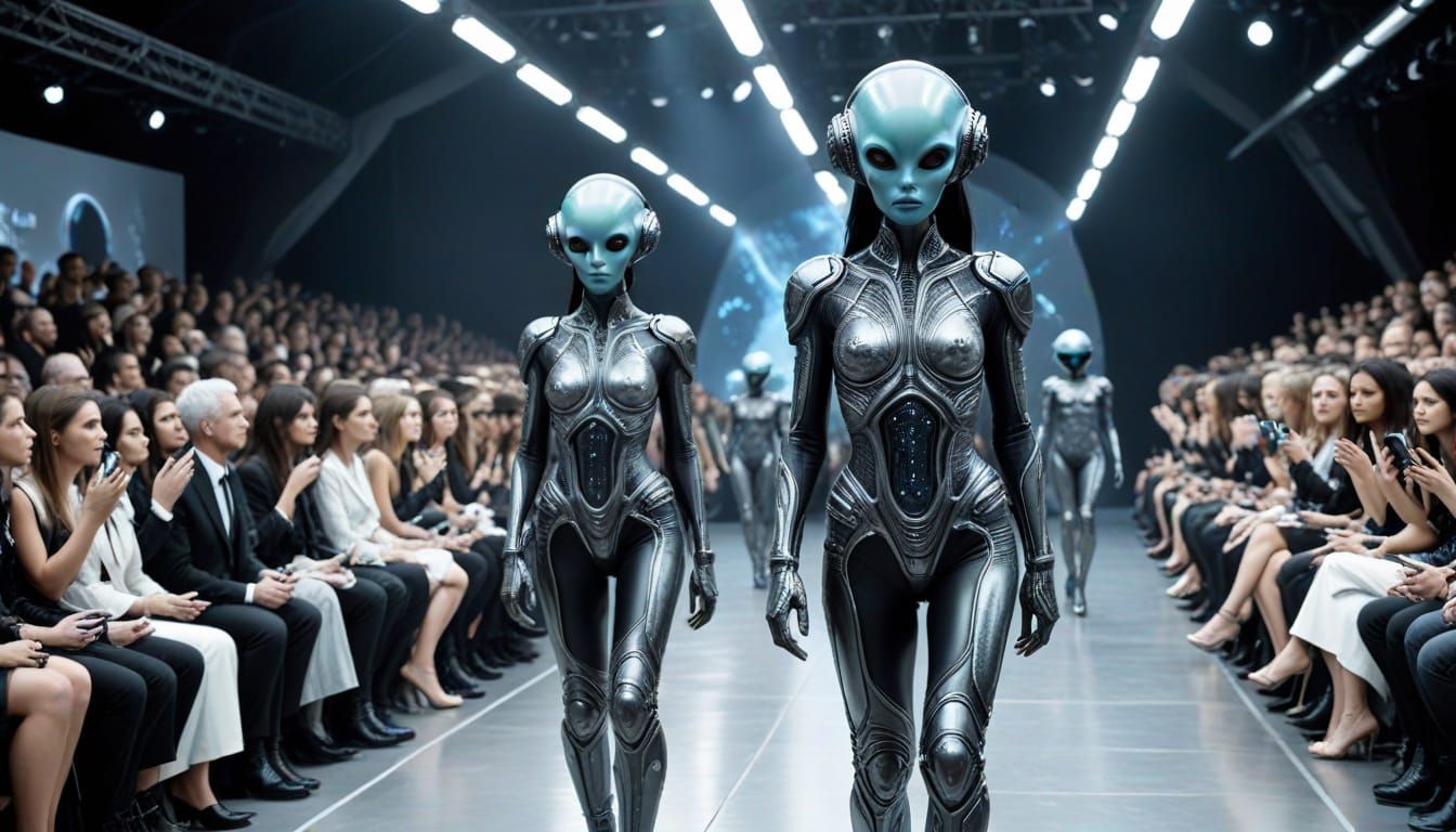 Aliens Strut Down a Futuristic Runway in Cyberpunk Style