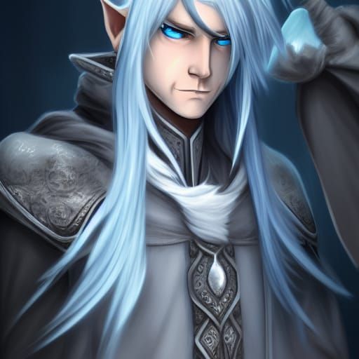Grey Elf Mage with White Hair