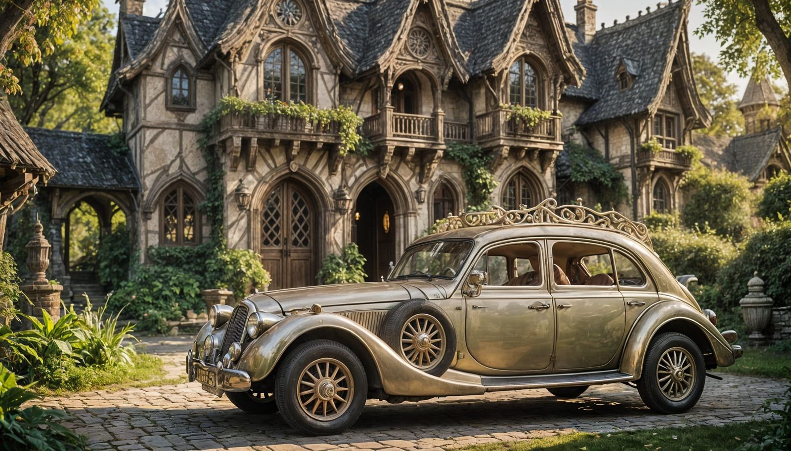 Exquisite Elven Car in Whimsical Fantasy Setting