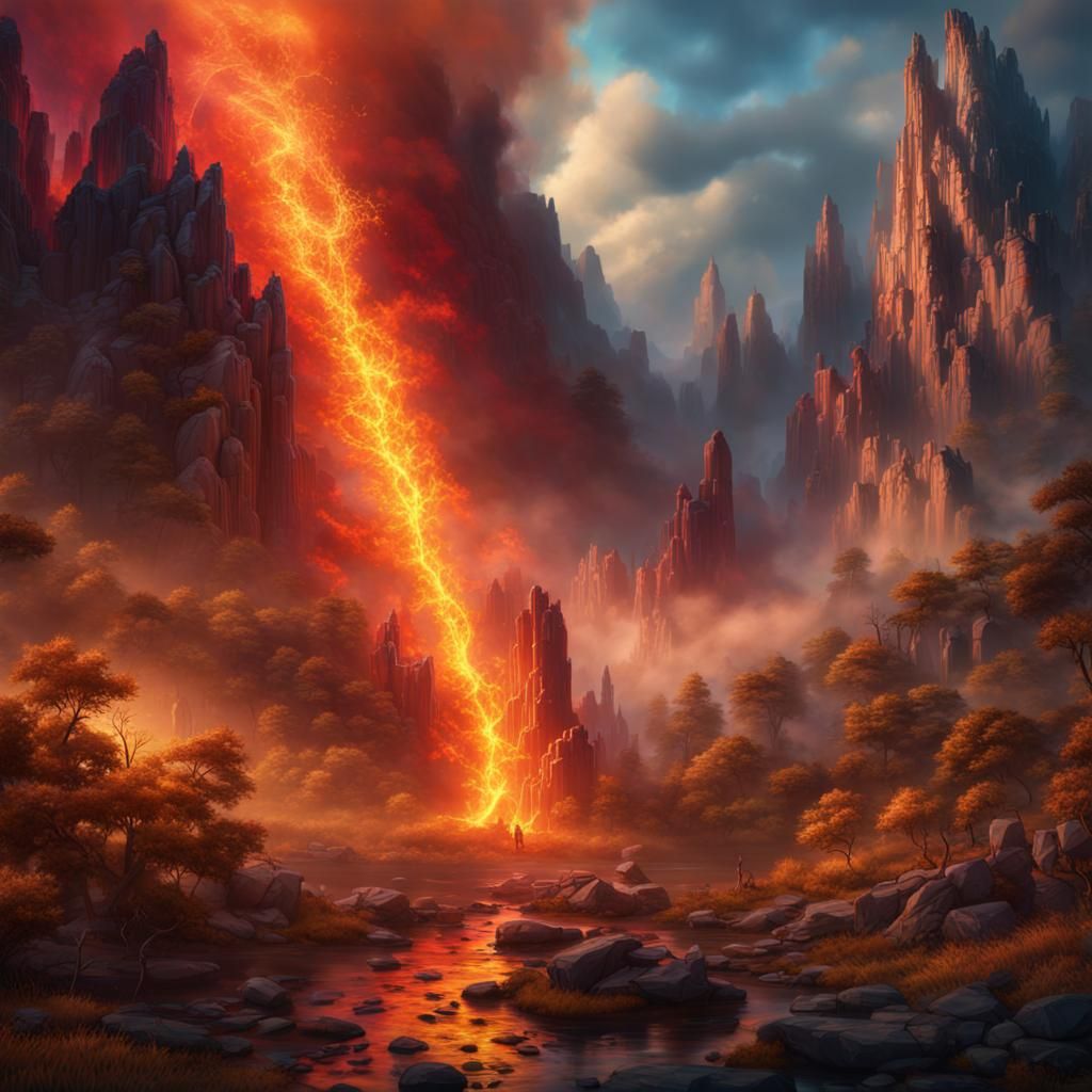 Rainbow Fire Scroll: Detailed Fantasy Concept Art