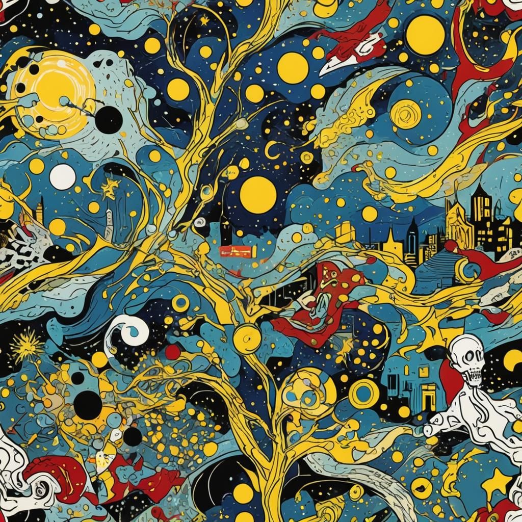 Pop Art Mashup: Starry Night, Persistence, Scream