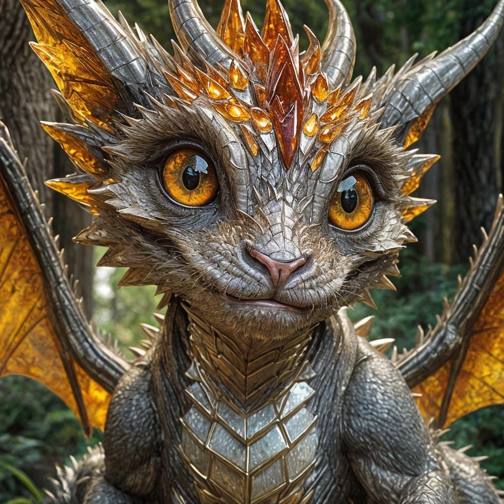 Amber Crystal Dragon Cub Portrait