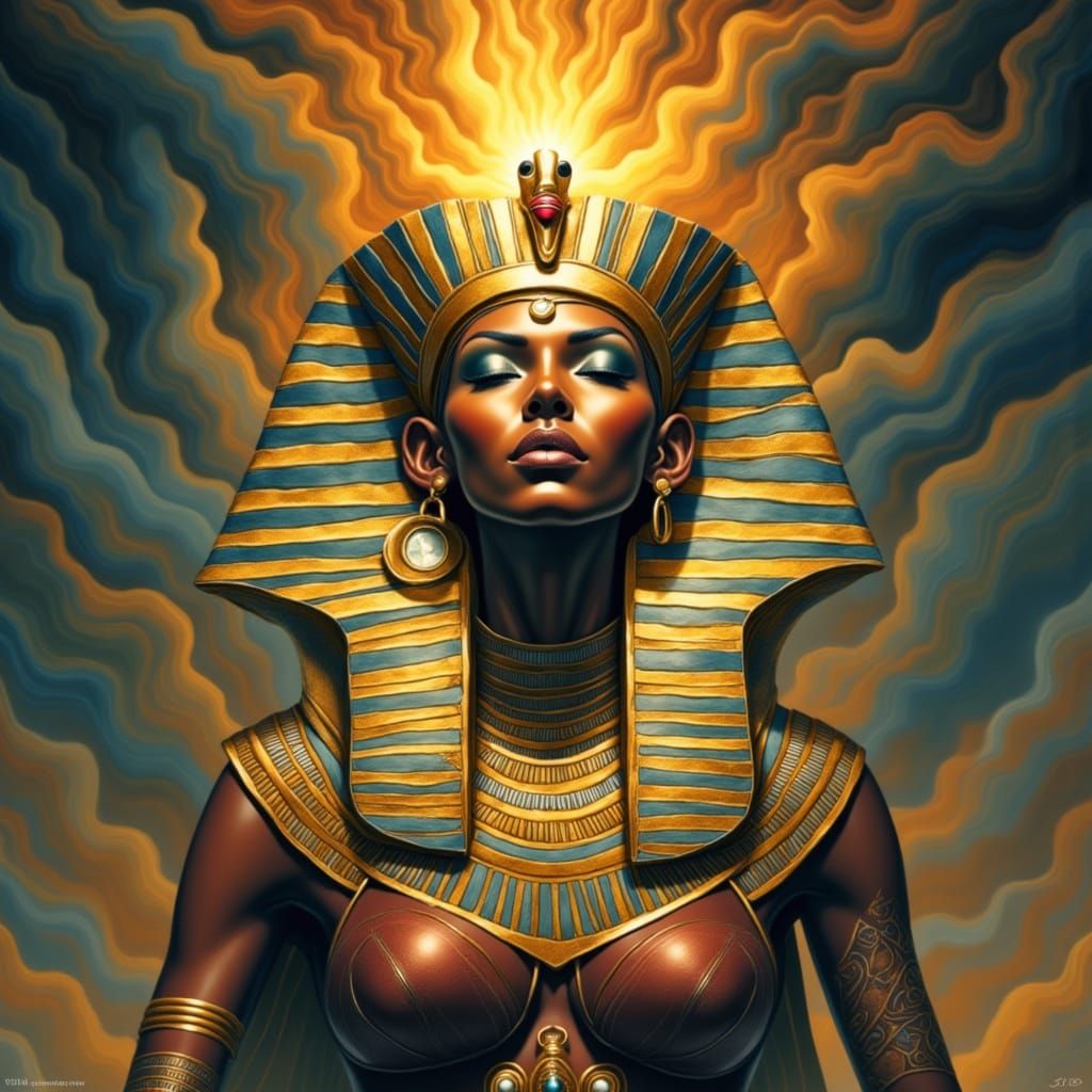 Golden Goddess Radiates Inner Light in Ancient Egyptian-Insp...