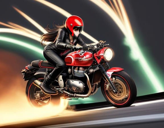 Anime Woman Speeds Through Tokyo City Night