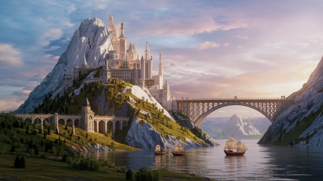 Fantasy Marble Castle Landscape Digital Painting