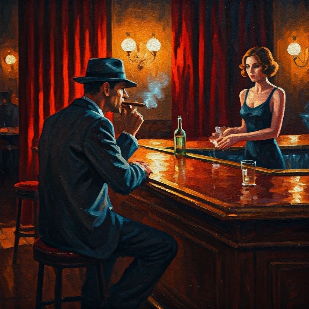 A 1920s Jazz Club Scene in Moody Impasto Style