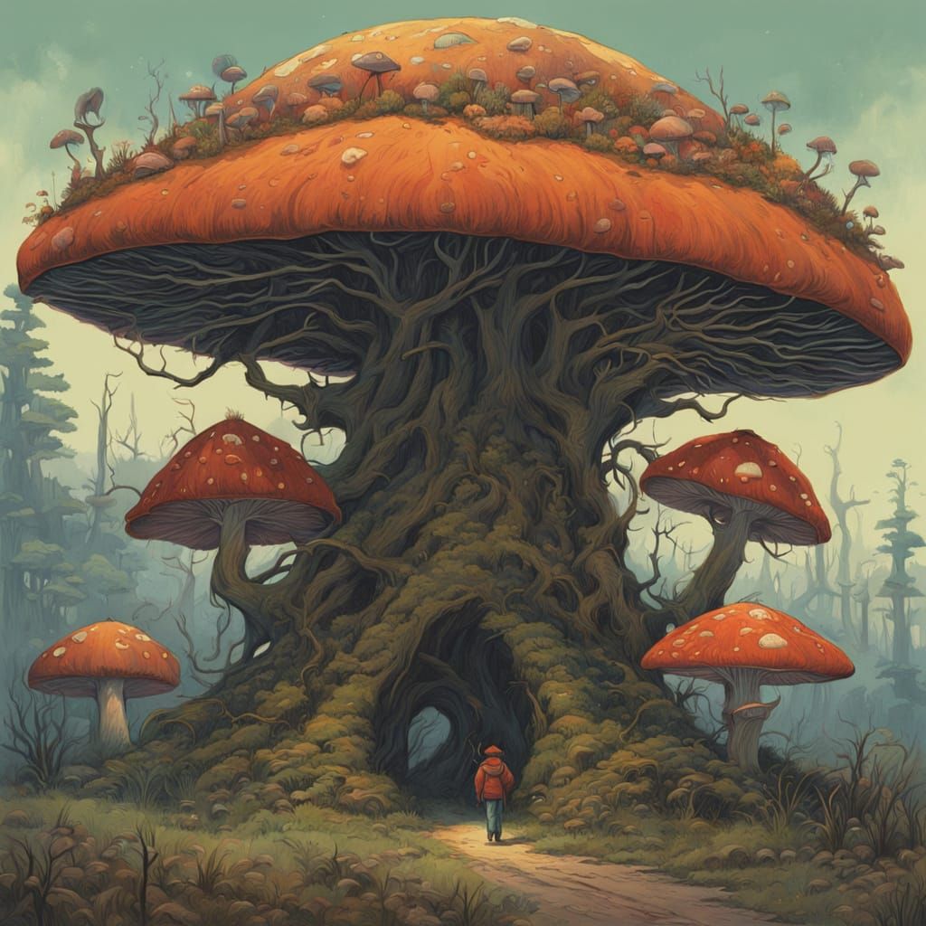 Whimsical Forest Mushroom in Ethereal Style