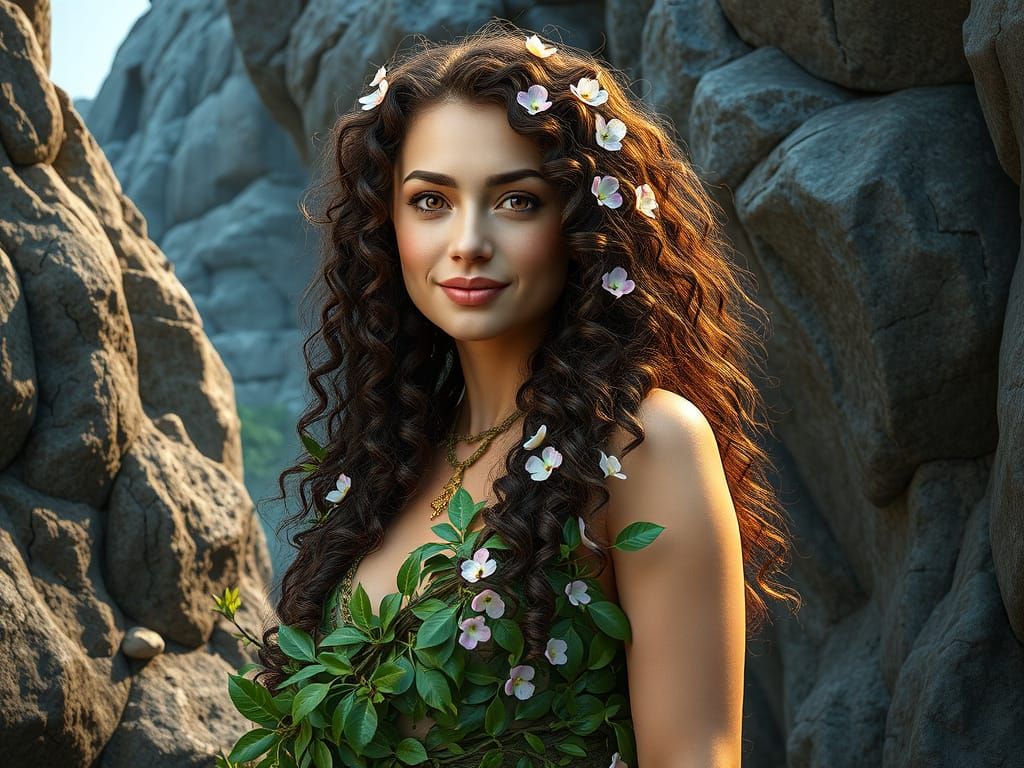 Majestic Nature Goddess Emerges from Labradorite Stone