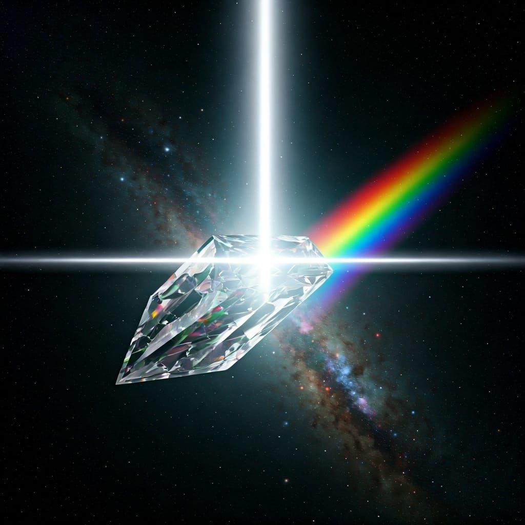Prism Refracting Light in Deep Space