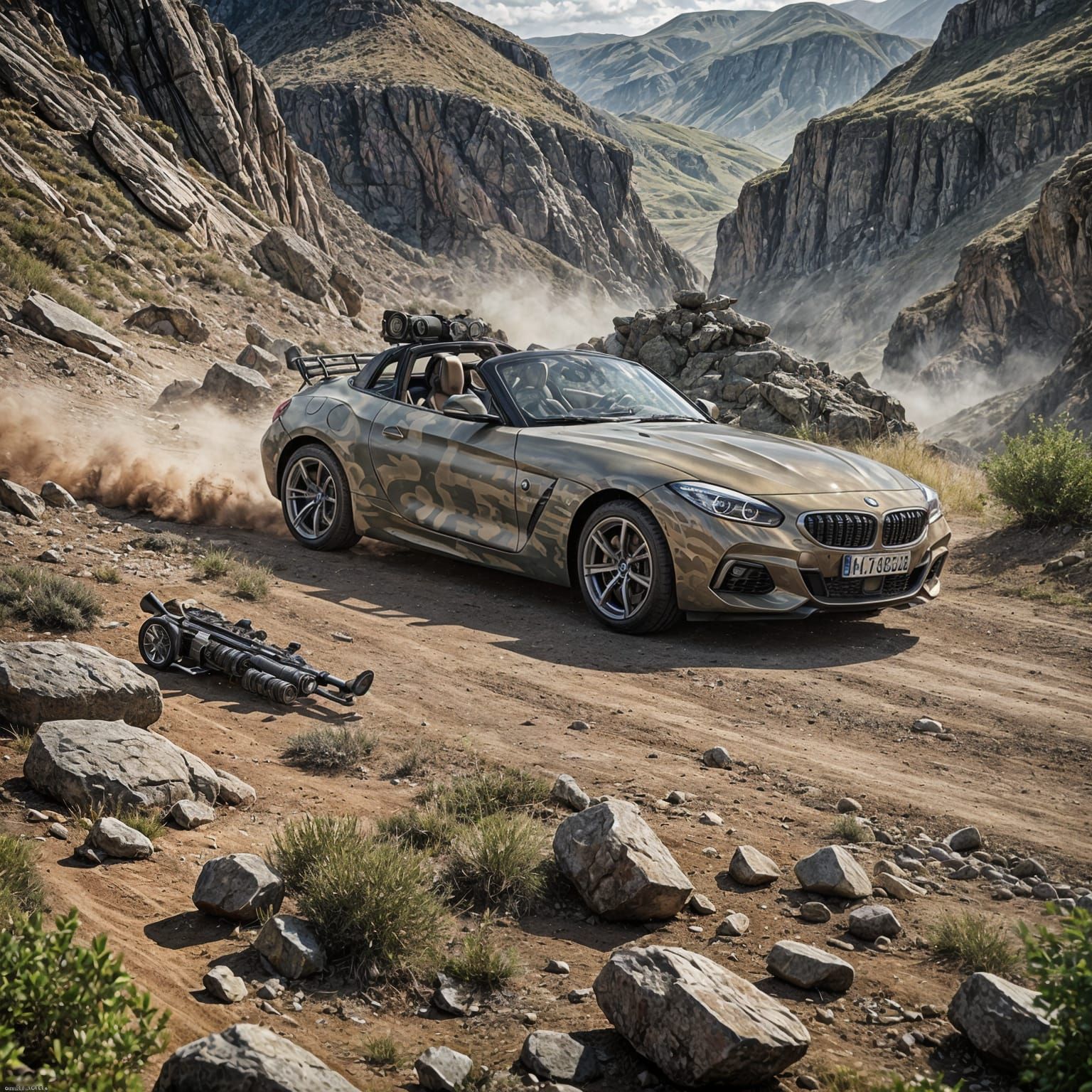 Camouflaged BMW Z4 with Machine Gun