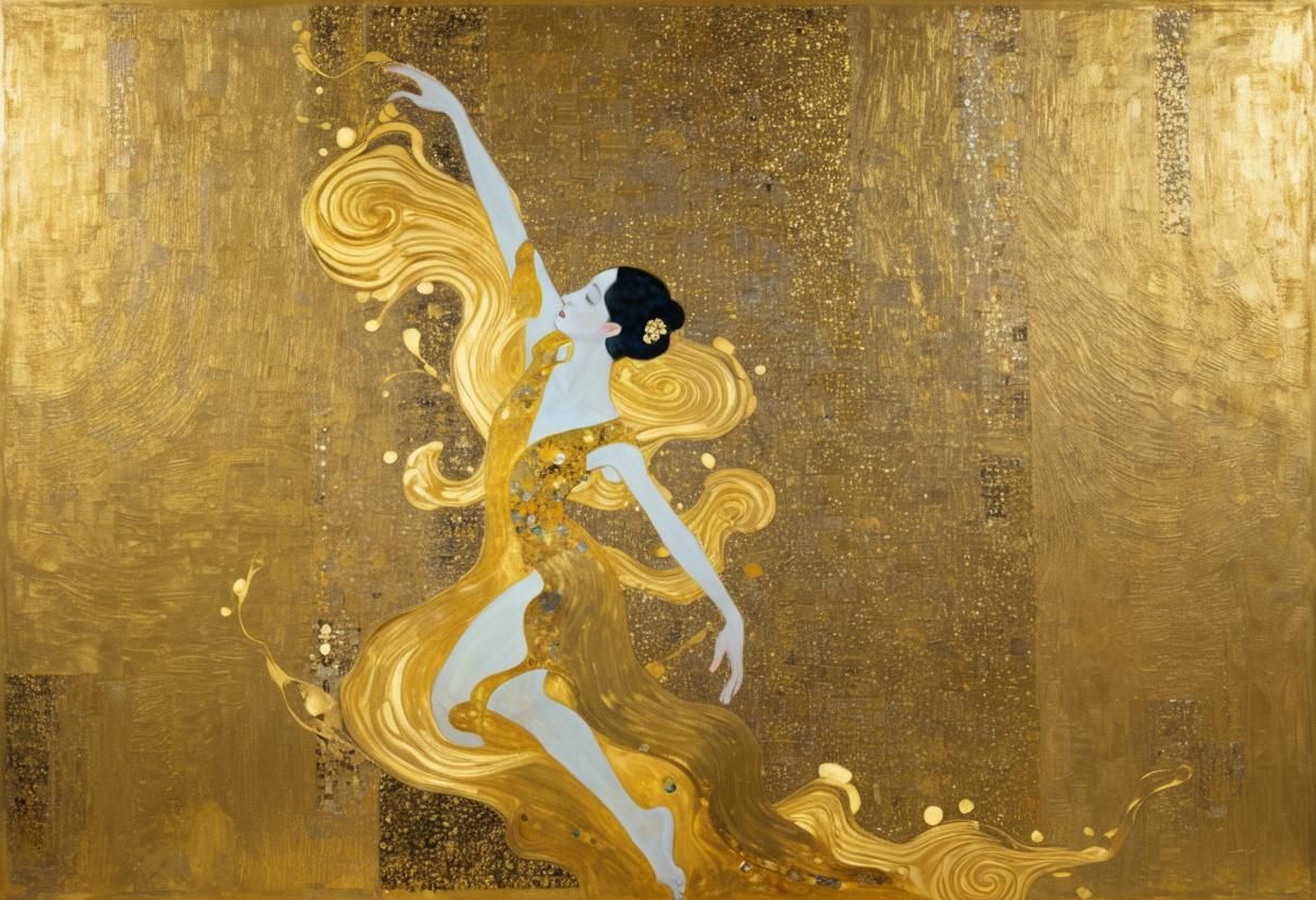 Golden Ballerina in Klimt Style