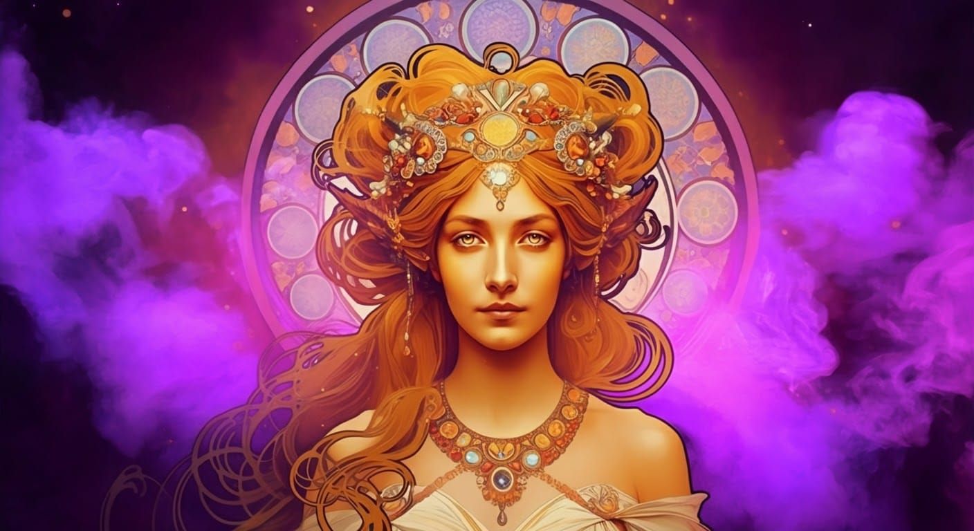 Golden Goddess with Dragon Wings in Neon Aura