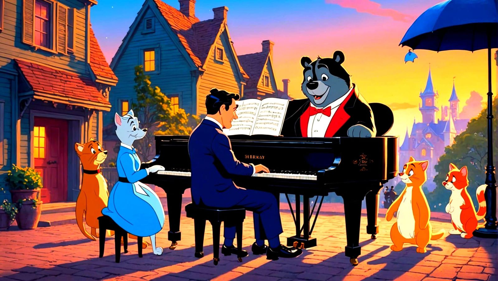 Sherman Brothers Perform for Disney Characters