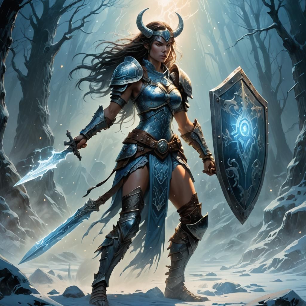 Magical Shield Protection for Female Warrior