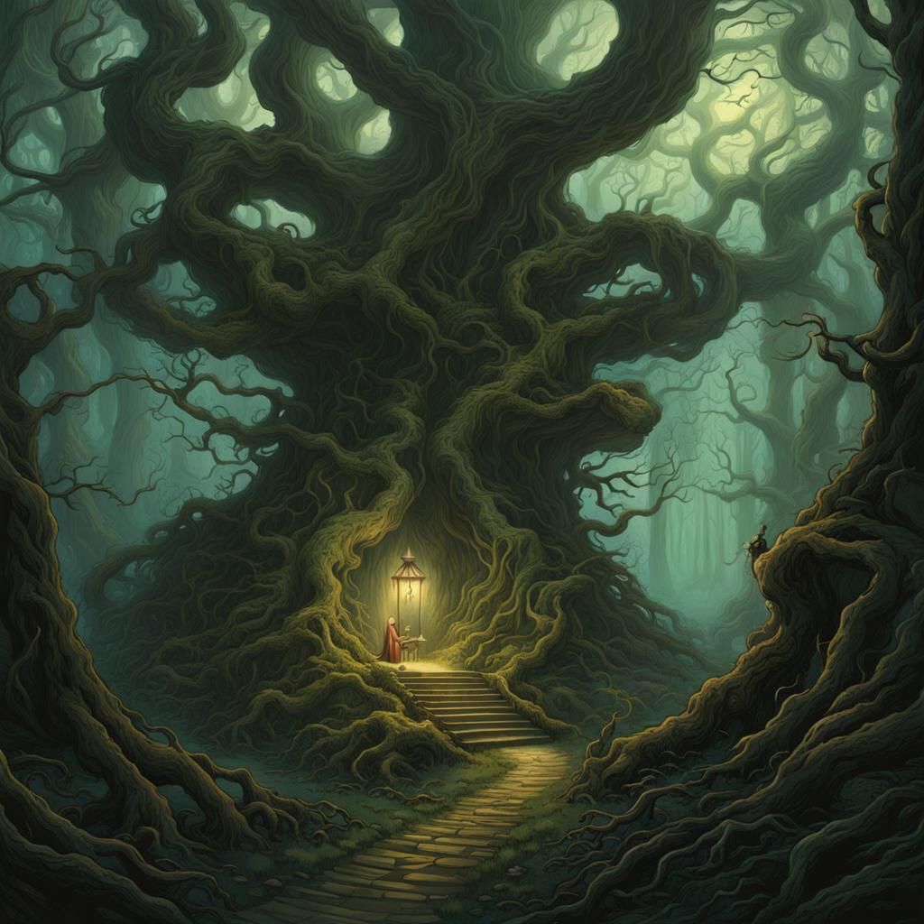 Eldritch Forest in Dark Fantasy Art Style