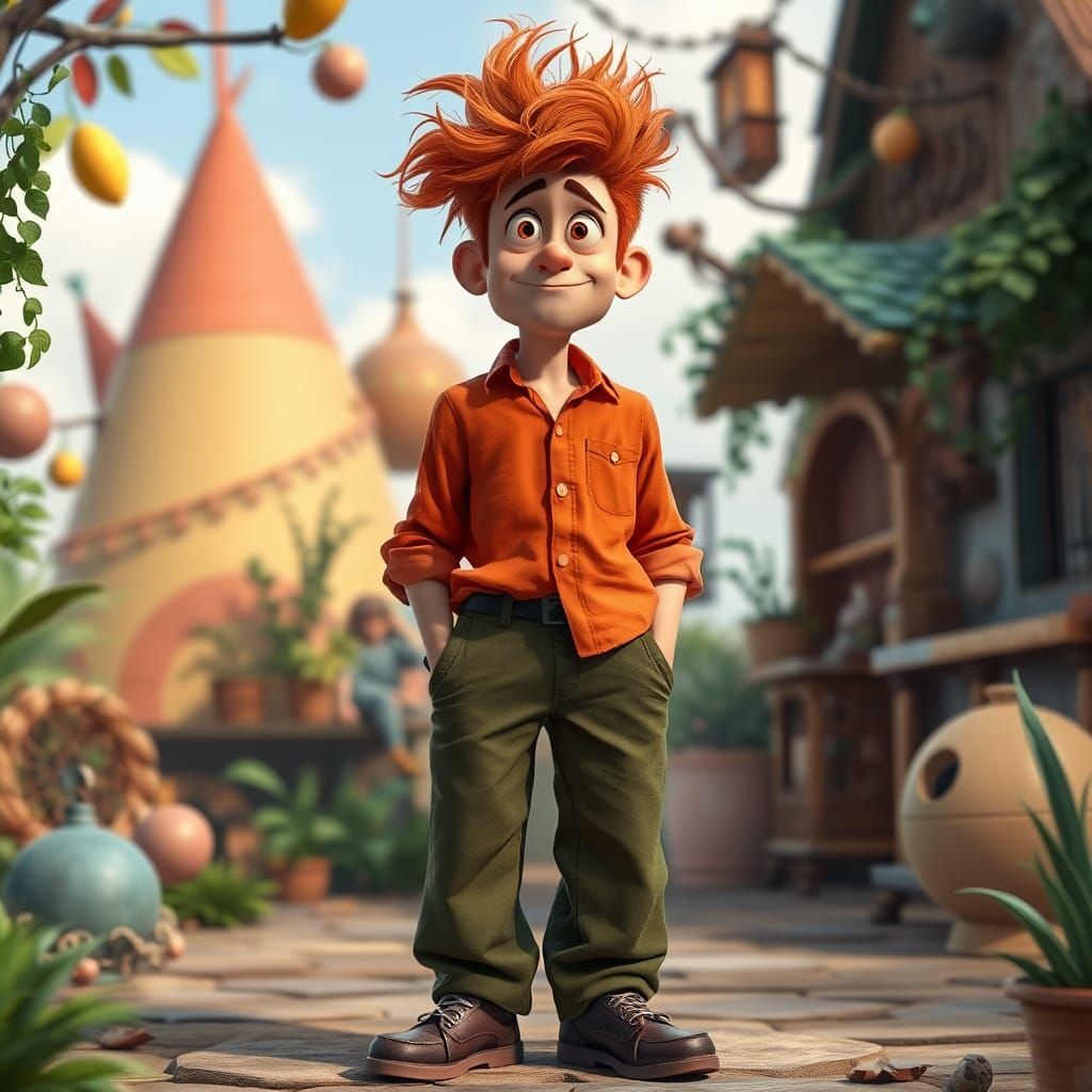 Whimsical Man with Mismatched Shoes, Disney-esque Style