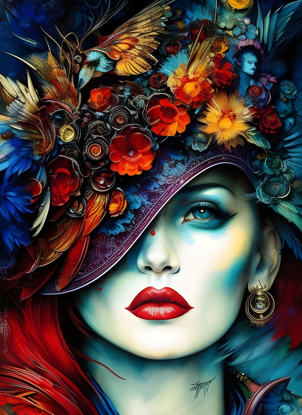 Explosive Raven Portrait in Fantasycore Style