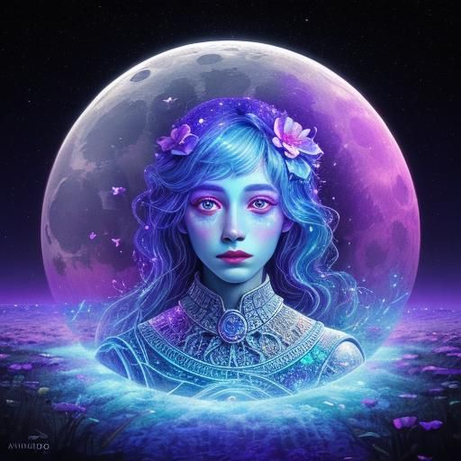 Moonlight Flower in Visionary Art Style