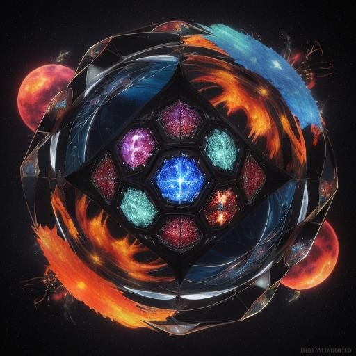 Surreal Night Sky with Broken Glass in 3D