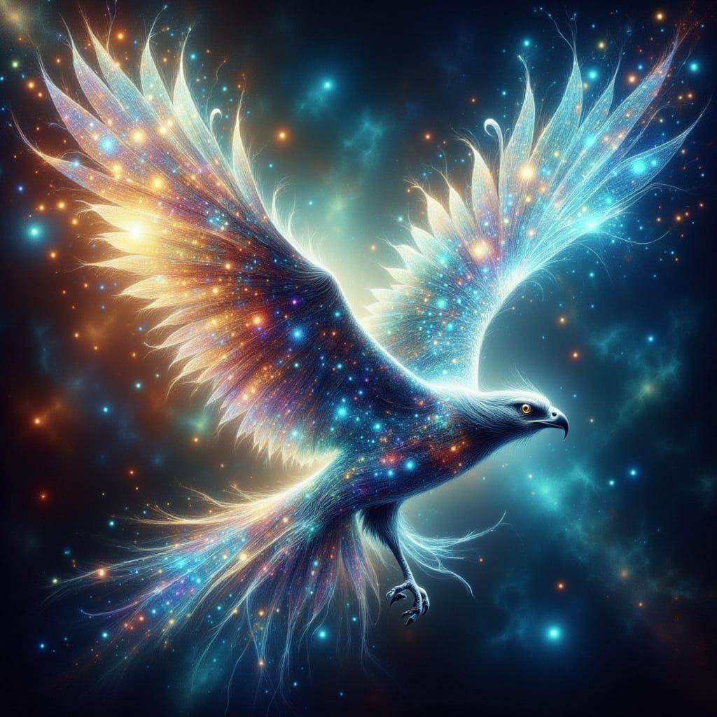 Hawk Made of Light in Motion