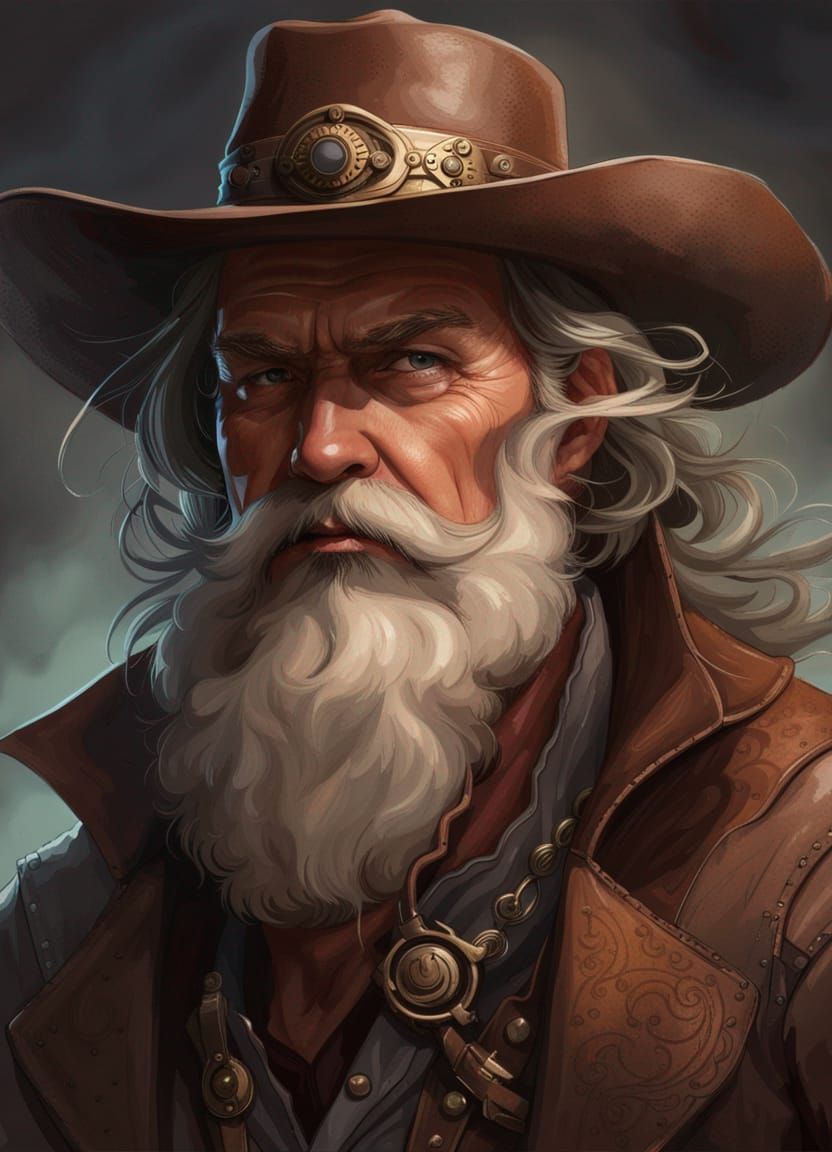 Steampunk Cowboy Portrait in Hyper-Detailed Digital Art
