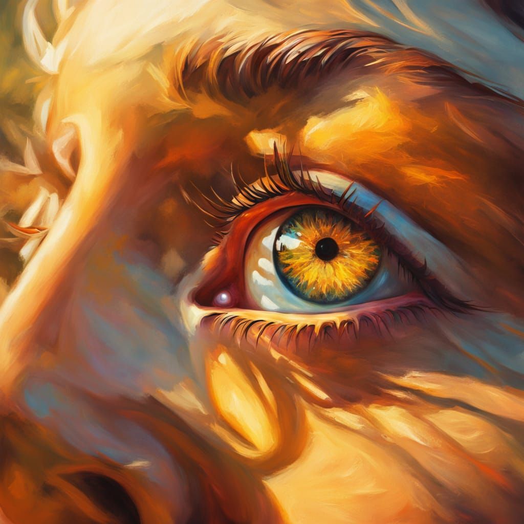 Surreal Portrait of Glowing Face Staring at Sun