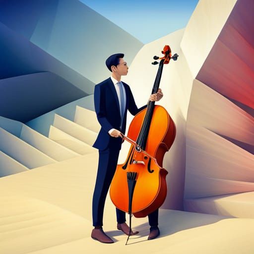 Colorful Abstract Cello in Origami Style