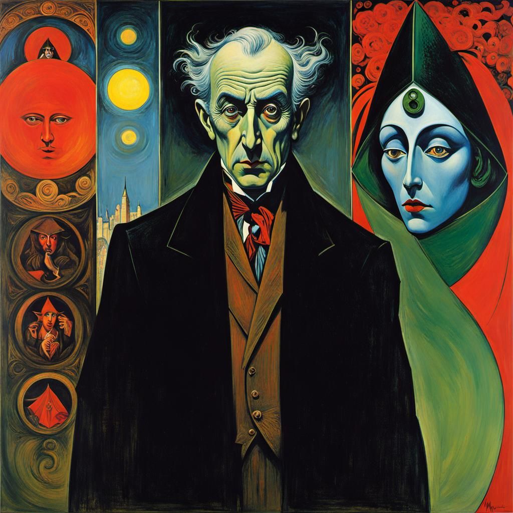 Sinister Vampire in Surreal Expressionist Style