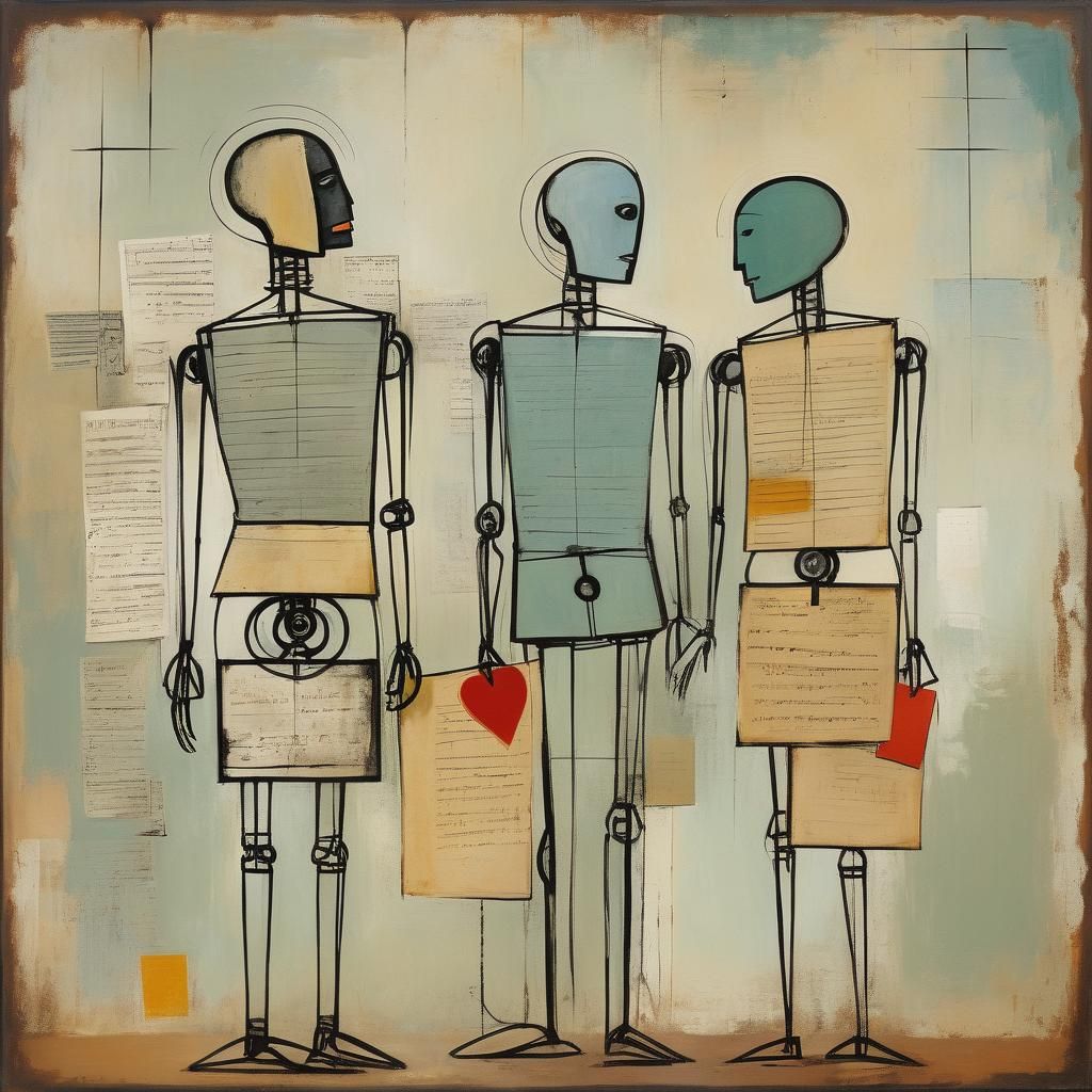 Lovers' Bittersweet Solitude: Bauhaus-Style Image