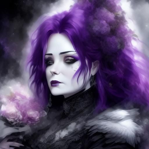 Hyperrealistic Goth Woman Portrait with Eagle