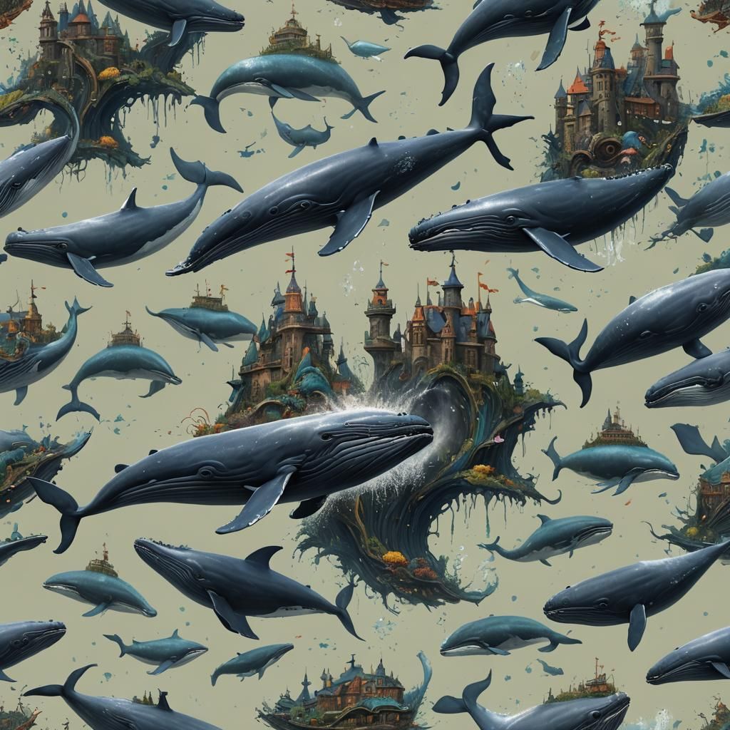 Detailed Whale Matte Painting in Fantasy Style