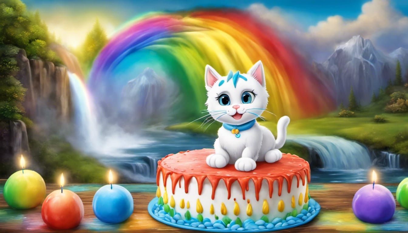 Cat's First Birthday Celebration by Waterfall