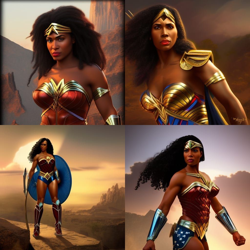 Puerto Rican Black Wonder Woman: Detailed Fantasy Art